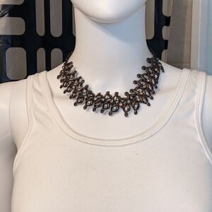 Vintage rhinestone & metal patterned necklace